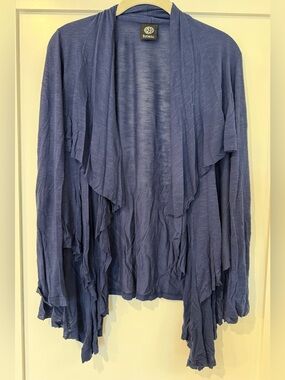 bobeau Navy Blue Lightly Draped Open-Front Women's Cardigan (S)